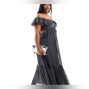 ASOS UK CURVE RUFFLE MAXI-NWOT